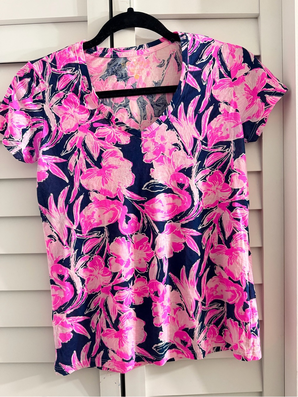 Lilly Pulitzer Pink Floral V-Neck Top